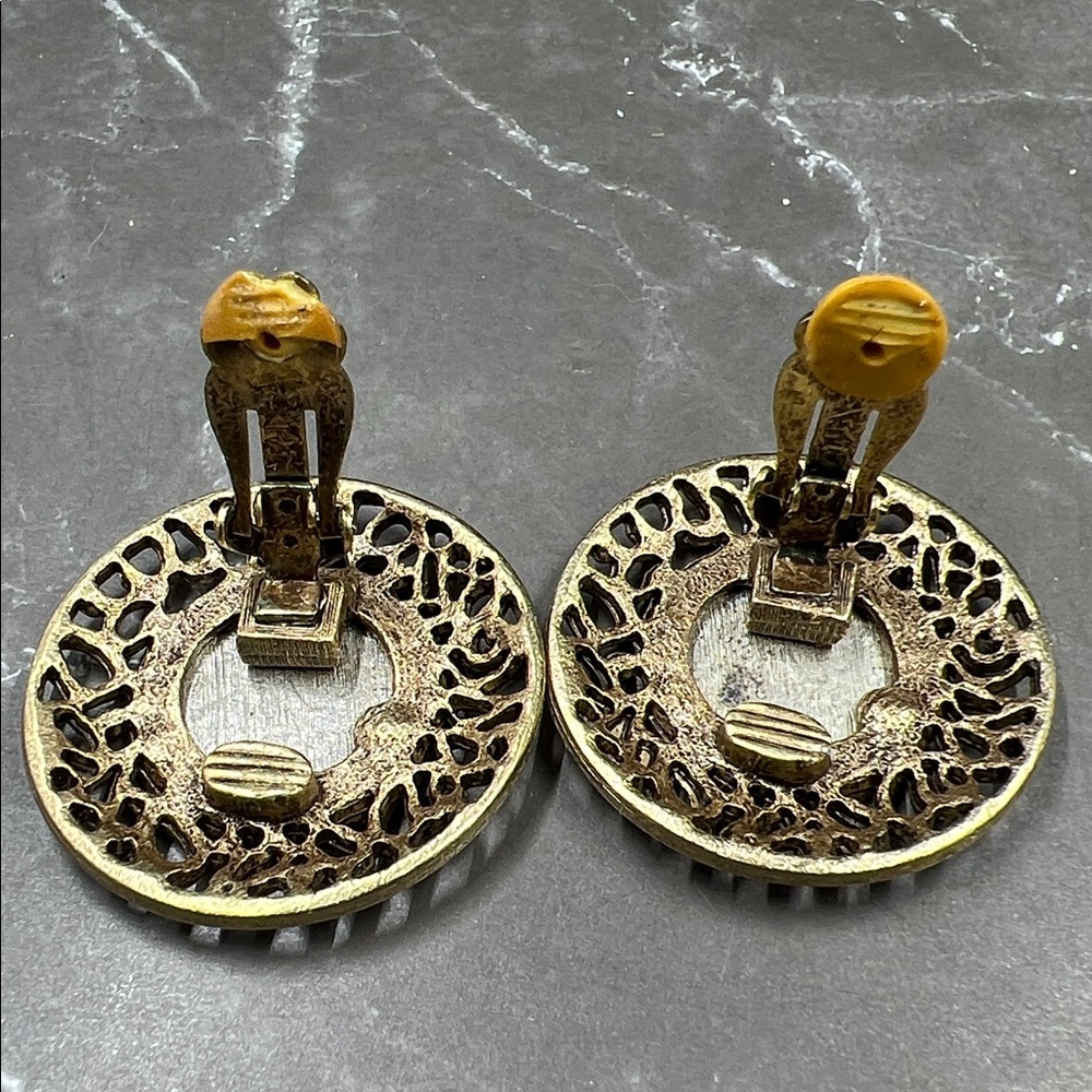 Vintage Gold Toned Republique Francaise Coin Earrings - Picture 5 of 6
